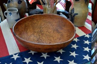 Huge Antique 19th c Burl Wood Bowl 18” 9