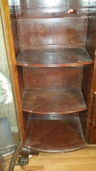 1900 - 1930 Antique Secretary Side by Side Curved Glass Bookcase Curio Cabinet 4