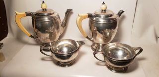 4 Pc Antq Mappin & Webb Silver Tea Set - Pot - Sterling - Sugar - 53 Ozt - Hlmks - 1930s - M&w