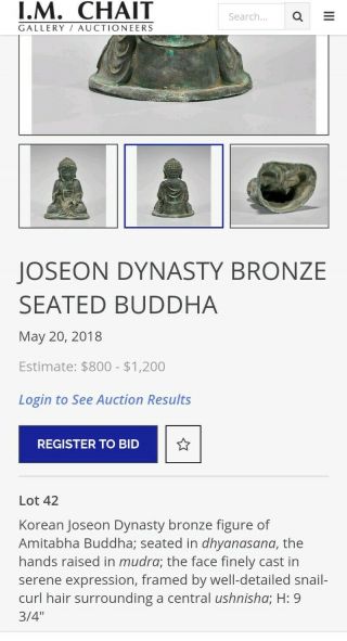ANTIQUE KOREAN AMITABHA JOSEON DYNASTY BRONZE BUDDHA SEATED IN DHYANASANA MUDRA 12