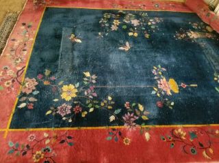 9X12 CHINESE RUG ANTIQUE 1920 ' S ART DECO PEKING AUTHENTIC HANDMADE ORIENTAL RUG 2