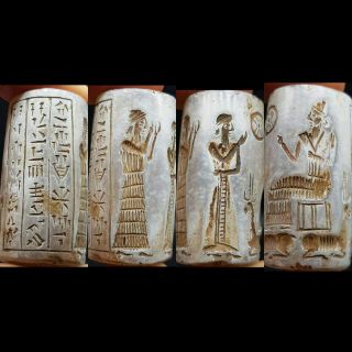 Ancient Sassanian Chalcedony Agate Stone King & Servants Writings Bead 44