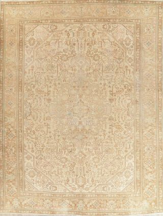 Distressed Traditional Oriental Wool Area Rug Geometric Hand - Knotted 9x12 Carpet 2