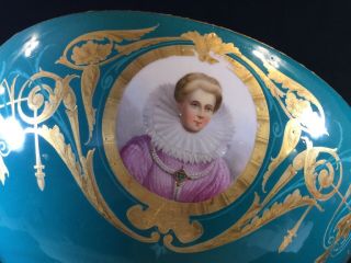 HUGE Antique Centerpiece PUNCH Bowl Old Paris Porcelain Royal Portraits 15.  25 