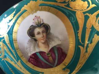 HUGE Antique Centerpiece PUNCH Bowl Old Paris Porcelain Royal Portraits 15.  25 