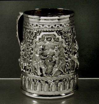 Indian Sterling Diety Handle Mug C1890 Signed