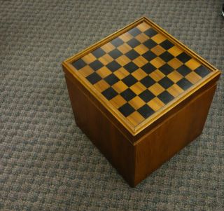 Vintage LANE Mid Century Walnut CHESS Board Storage Cube OTTOMAN Seat End TABLE 10