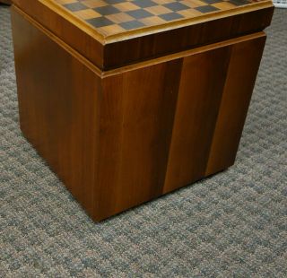 Vintage LANE Mid Century Walnut CHESS Board Storage Cube OTTOMAN Seat End TABLE 6