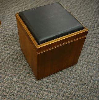 Vintage LANE Mid Century Walnut CHESS Board Storage Cube OTTOMAN Seat End TABLE 8
