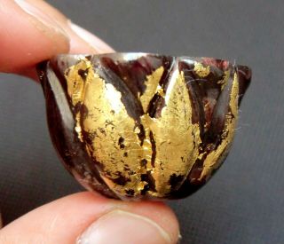Ancient Roman Art Garnet Bowl With Solid Gold Rare Antique