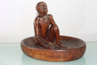 Antique Carving Of Man Bathing Wooden Carving Treen Naked Man Bathing Unique