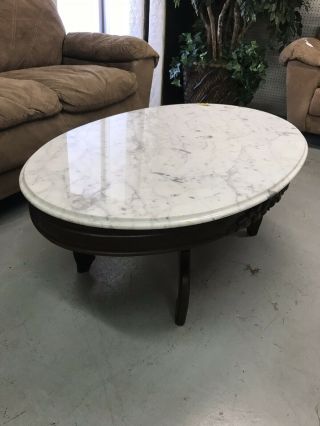 Rosewood Oval Marble Top Coffee Table