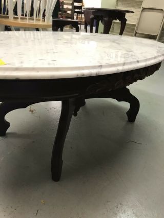 Rosewood Oval Marble Top Coffee Table 3