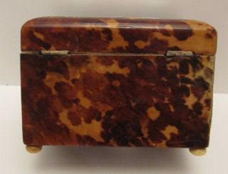 Antique 19th Century Tortoiseshell Tea Caddy Circa 1820 with key mother of pearl 3