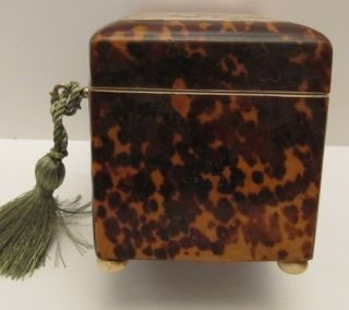 Antique 19th Century Tortoiseshell Tea Caddy Circa 1820 with key mother of pearl 4