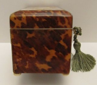 Antique 19th Century Tortoiseshell Tea Caddy Circa 1820 with key mother of pearl 5