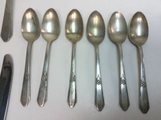 44 PC NORTHUMBRIA LAURIER STERLING SILVER FLATWARE SPOONS FORKS KNIVES 1115 grms 11
