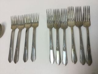 44 PC NORTHUMBRIA LAURIER STERLING SILVER FLATWARE SPOONS FORKS KNIVES 1115 grms 5