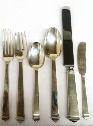 Tiffany Co Hampton Vintage Sterling Silver 84Pc Art Deco Flatware Set 4