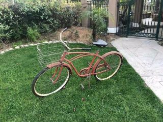 1962 Vintage Western Flyer Bicycle Color Is Red,  With Basket And Tires