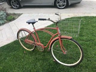 1962 Vintage Western Flyer Bicycle Color is Red,  with Basket and tires 3
