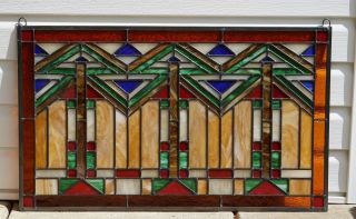 Handcrafted stained glass window panel Mission style panel,  34.  5 