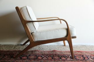 Vintage Mid Century Modern Danish Sculptural Teak Side Arm Lounge Chair