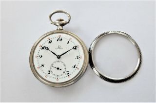 1910 SILVER & NIELLO OMEGA 15 JEWELLED SWISS LEVER POCKET WATCH IN ORDER 3