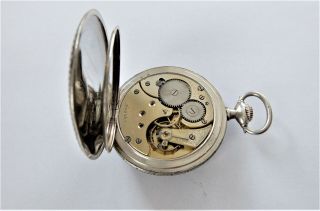 1910 SILVER & NIELLO OMEGA 15 JEWELLED SWISS LEVER POCKET WATCH IN ORDER 7
