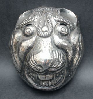 Authentic Antique Hammered Silver,  Bolivian Leopard,  Funeral Death Mask,  NR 2
