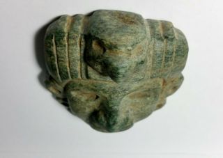 Pre - Columbian Mayan Avian Effigy Green Stone Pectoral Mask 10
