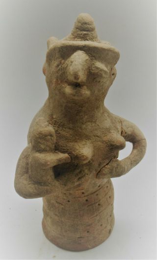 Early Indus Valley Harappan Terracotta Pillar Idol Nursing Child 2800 - 2000bce