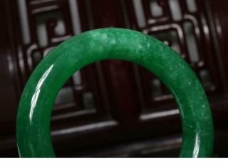 Fine Chinese Carved Green Jadeite Jade Bracelet 2.  2” 10