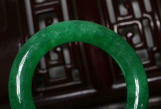 Fine Chinese Carved Green Jadeite Jade Bracelet 2.  2” 11