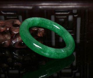 Fine Chinese Carved Green Jadeite Jade Bracelet 2.  2”
