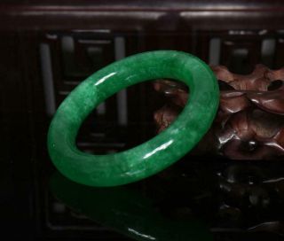 Fine Chinese Carved Green Jadeite Jade Bracelet 2.  2” 2