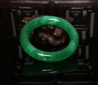 Fine Chinese Carved Green Jadeite Jade Bracelet 2.  2” 3