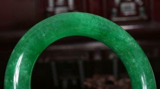 Fine Chinese Carved Green Jadeite Jade Bracelet 2.  2” 5