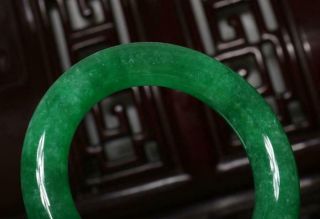 Fine Chinese Carved Green Jadeite Jade Bracelet 2.  2” 8