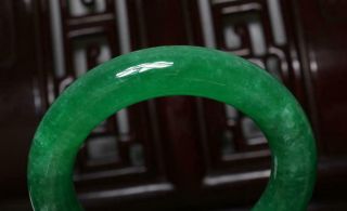 Fine Chinese Carved Green Jadeite Jade Bracelet 2.  2” 9