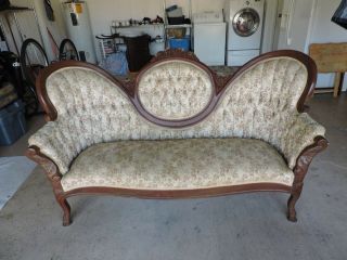 Rare Vintage Rococo Shabby Chic Sofa Victorian Style Pink Dusty Rose 11