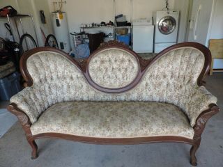 Rare Vintage Rococo Shabby Chic Sofa Victorian Style Pink Dusty Rose