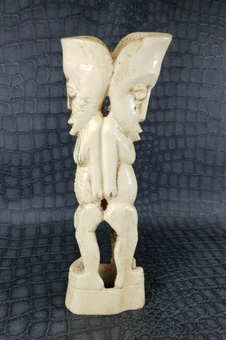 A Old Bovine Bone Janus Figure Lega Tribe Drc