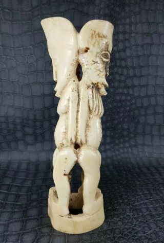 A Old Bovine Bone Janus Figure Lega Tribe Drc 4