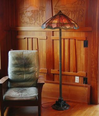 Handel Large Deciduous Tree/griffin Floor Lamp,  Mission,  Arts And Crafts
