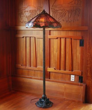 Handel Large Deciduous tree/Griffin floor lamp,  mission,  arts and crafts 2