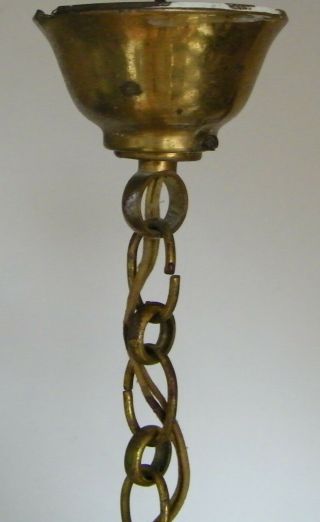 ANTIQUE FRENCH LANTERN BRASS & BRONZE CYLINDRICAL GLASS HANGING CEILING LIGHT 6