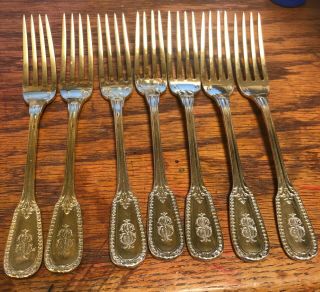 Puiforcat Antique French All Sterling Silver Dessert Knives And Forks