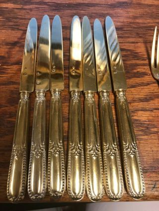 PUIFORCAT ANTIQUE FRENCH ALL STERLING SILVER DESSERT KNIVES AND FORKS 4