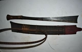 Orig $399 - Nagaland Dao With Rattan Belt 1900s 26in Prov